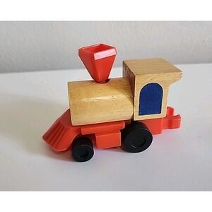 1970s Mattel‎ Wood Toy Train Wind Up Motor Works Korea Little People